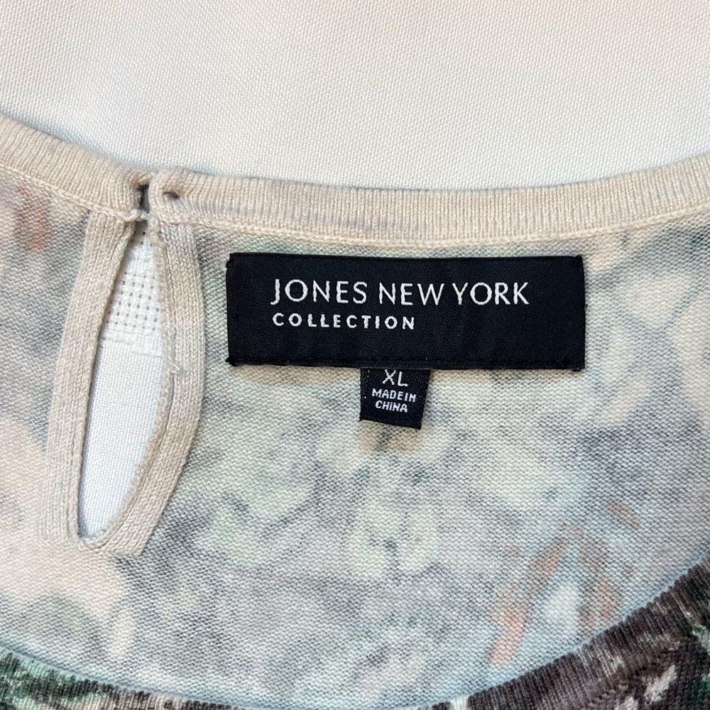 Jones New York Sweater Silk blend Short Sleeve Floral Pullover Sweater Sz XL EUC - Picture 4 of 8